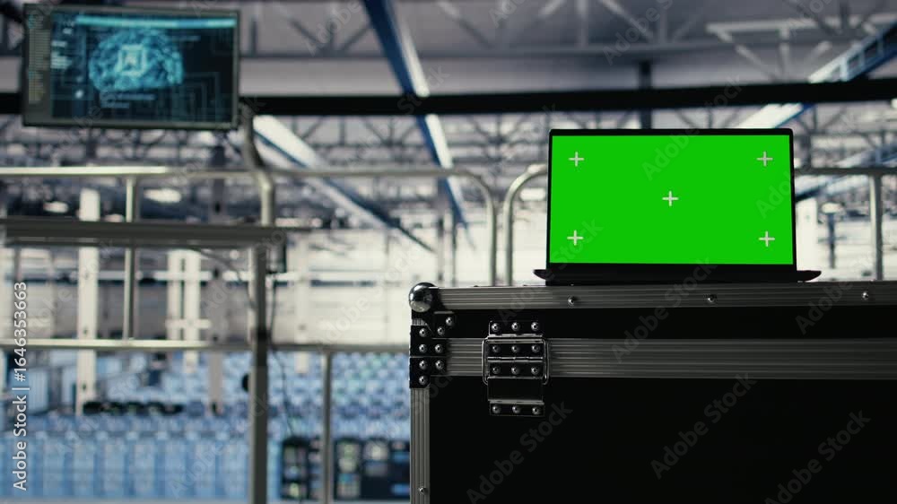 Poster green screen notebook in data center training infrastructure for artificial intelligence workloads. 