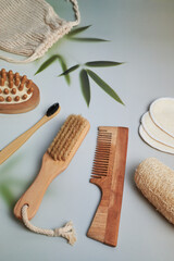 Zero waste concept showing natural bath and body products promoting sustainable lifestyle