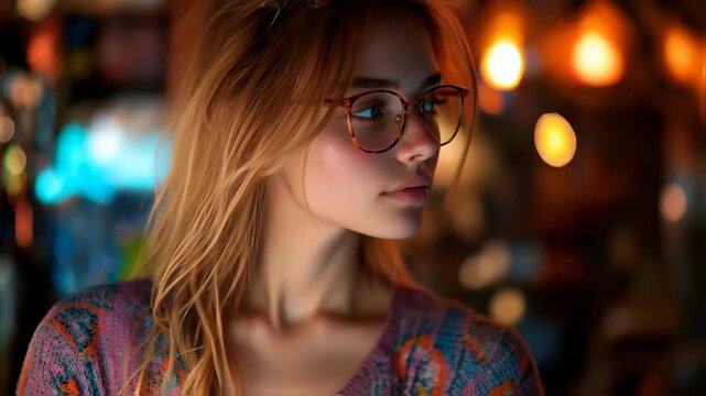 Young woman with glasses and a patterned shirt looking off to the side.

Defects No defects found