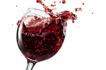  Red wine glass isolated on a white background, detailed photograph, PNG image.