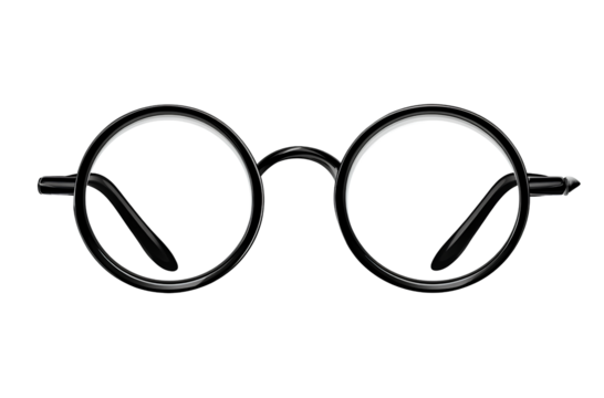  round glasses, white background, front view, clip art style, no shadow, high resolution, high quality, simple, minimalist iod. 