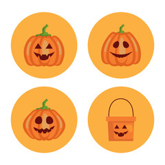 Colorful Halloween Pumpkin Vector Set