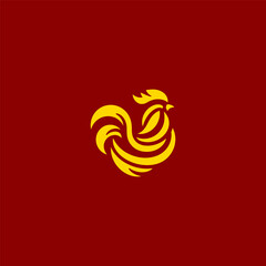Abstract rooster head logo in clean minimalist design. © Leyde