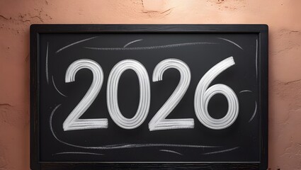 2026 New Year, New Beginnings, Chalkboard Illustration