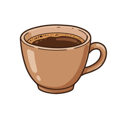 Obraz premium Brown coffee cup filled with hot beverage on white background 