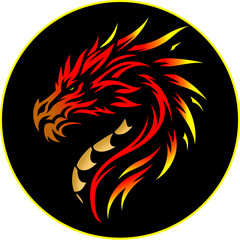 Red Dragon in Circle illustration
