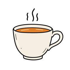 Obraz premium Hot cup of tea with steam on white background 