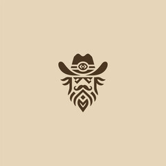 Fototapeta premium Abstract cowboy logo in simple minimalist style.