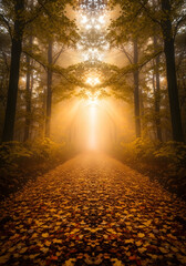Autumn Pathway A Golden Avenue Through the Forest