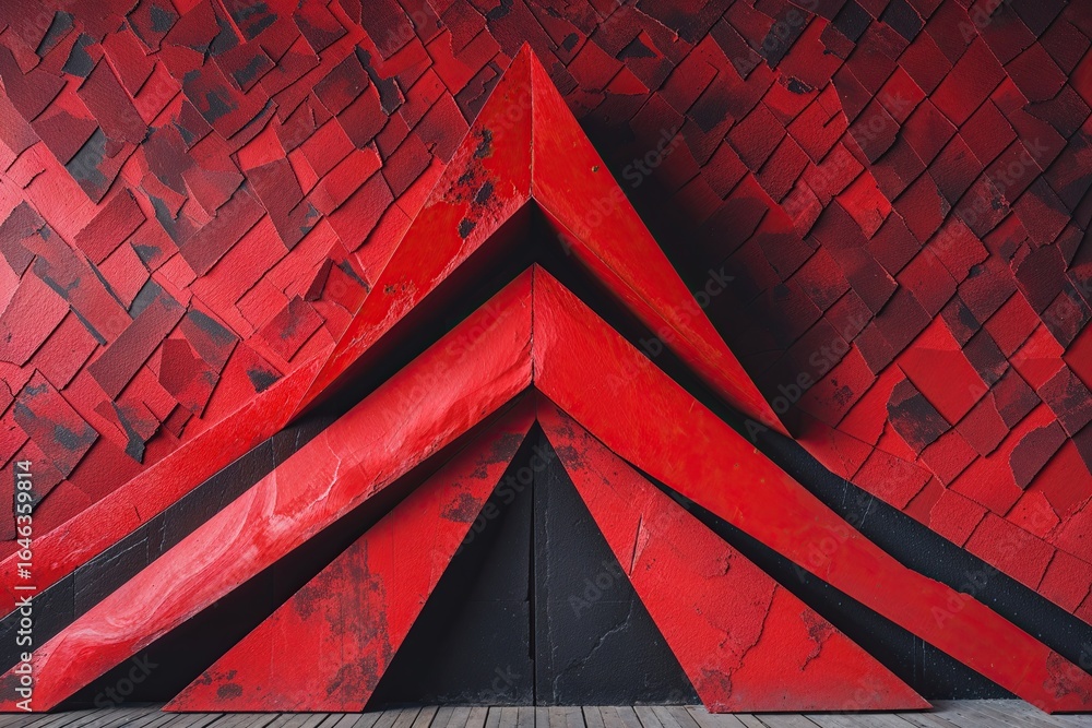Poster vibrant red triangular zigzag pattern background design