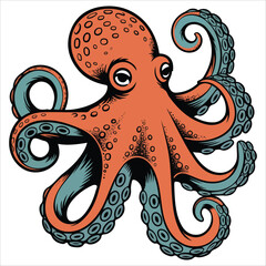 Detailed octopus marine life vector illustration isolated