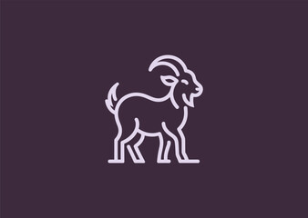 Goat Line Style, A minimalist goat logo in clean line art style, representing determination and resilience