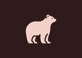Simple Minimalist Bear Silhouette Style Logo, A clean and bold bear silhouette logo in minimalist design, representing strength and confidence