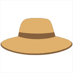 Straw sun hat vector graphic white background