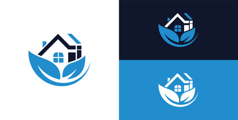 Greenhouse logo letter I, home care, simple linear house logo concept with leaves