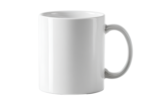 Simple white mug mockup with no text or graphics on the front, perfect for custom designs and logos.  