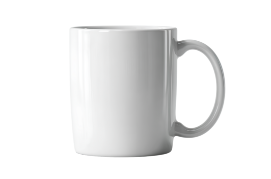 Simple white mug mockup with no text or graphics on the front, perfect for custom designs and logos.
