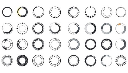 Set of circular progress indicators