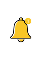 A stylized yellow bell icon with a notification badge indicating a single unread alert.