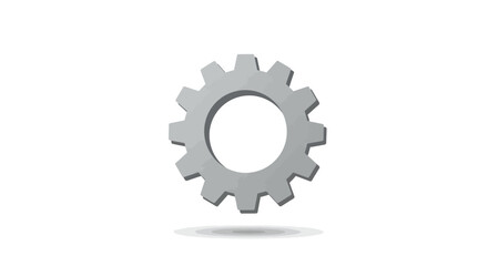 A single, metallic gear icon with a drop shadow, isolated on a white background.