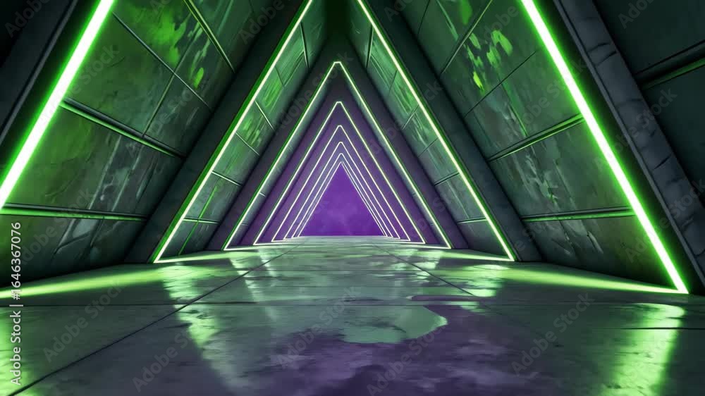Poster neon tunnel: a captivating image of a neon-lit tunnel, with mesmerizing lights that draws the viewer