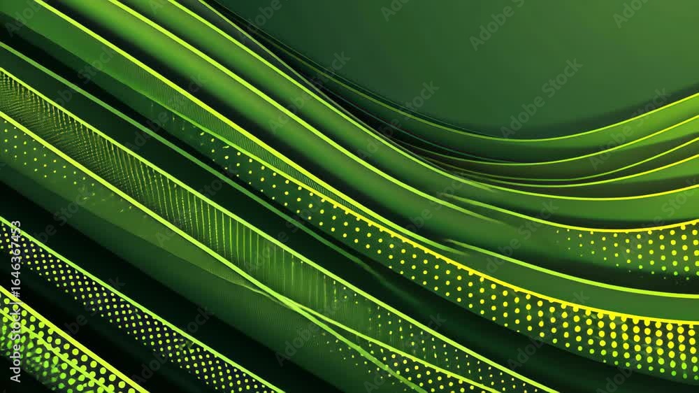 Poster abstract green waves : a modern abstract artwork featuring dynamic wave patterns in shades of green,
