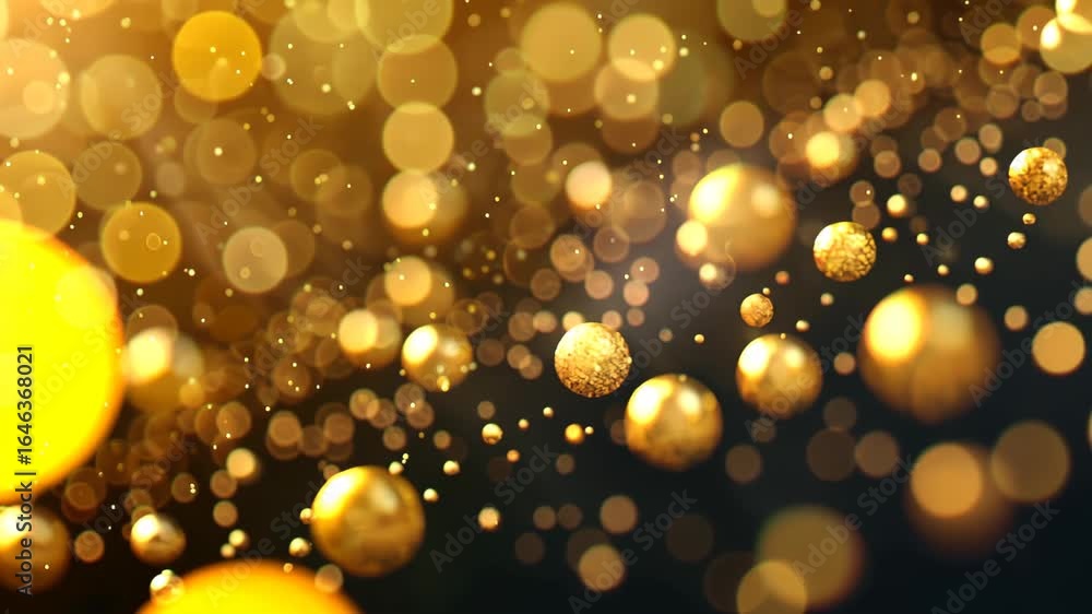 Poster golden orb abstract: a mesmerizing display of floating golden orbs, each catching the light and crea