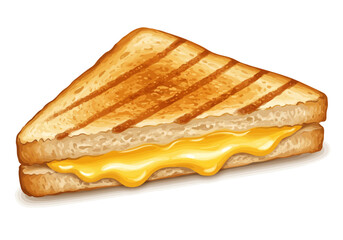 A triangular grilled cheese sandwich with melted cheese