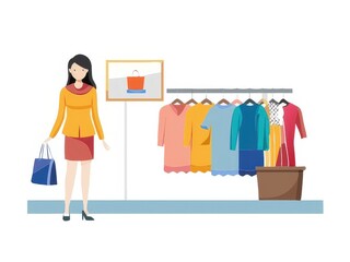 a woman looking at clothes on a rack