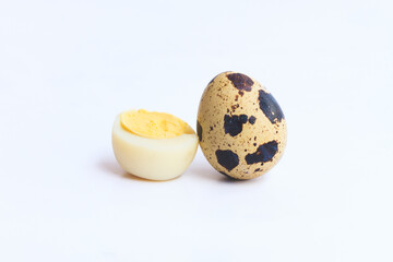 Quail eggs on isolated white background (Telur Burung Puyuh)