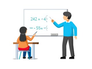 a teacher teaching a student on a whiteboard