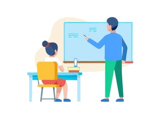 Fototapeta premium a teacher teaching a student in a classroom