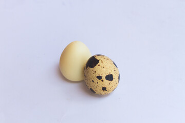 Quail eggs on isolated white background (Telur Burung Puyuh)