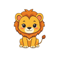 Fototapeta premium Vector illustration of a baby lion wearing a hat