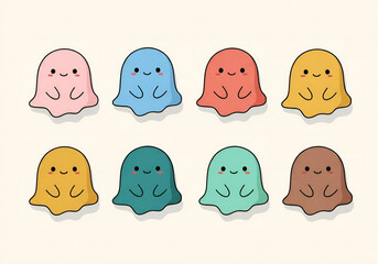 Cute Kawaii Ghost Characters Collection