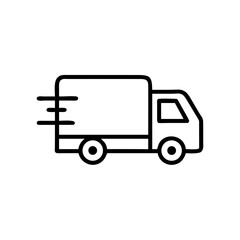 Delivery truck icon in motion with speed lines  