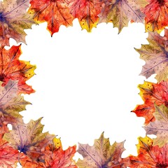 Frame of autumn leaves made with watercolors for your photos, postcards, inscriptions and much more.

