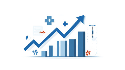 Fototapeta premium Growing business chart with rising arrow for transparent background design