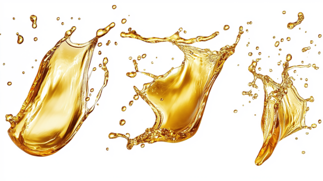 Golden oil splash on a transparent background for cooking and cosmetics - Powered by Adobe