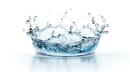 Water Crown: A pristine, dynamic moment captured as a drop of water interacts with surface tension, showcasing an intricate crown formation.