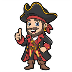 playful cartoon pirate character vector art isolated white