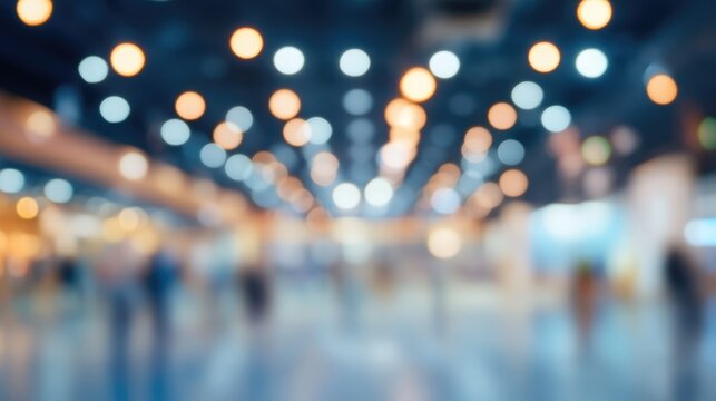 Blured lights Event Hall: The abstract beauty of a bustling event hall is revealed through a blur of lights and shapes, creating a sense of motion and intrigue for a lively place.