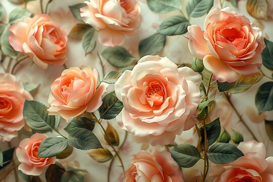 Vintage floral wallpaper with blooming rose HD photos