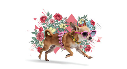Canine Joy in Colors, Flowered and Happy Dogs, Geometry and Canine Charm, Enchanted Canine Prints, Fashion with Paws and Flowers, Stylish and Colorful Dogs, Canine Party, Dog Celebration, Paw Joy