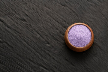 Blueberry flavored sugar in a bowl - Cocktail rim decoration