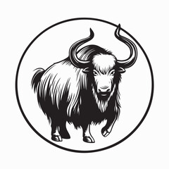 Yak Animal Vector. Black and white Yak Animal Vector on white background