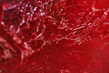 Macro texture of crystal ice form on top of frozen drink