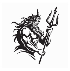 Poseidon Greek God of the Sea with Trident Logo Illustration © Imam