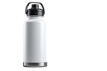 White 40oz Thermos Flask Isolation Bottle Isolated on White Background. Travel Mug in Stainless Steel with Double-Walled. Beverage Bottle to Keep Cold and Warm Drinks. Modern Kitchenware