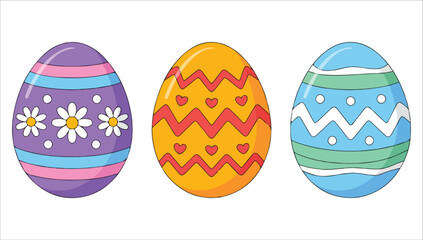 vibrant decorated easter egg set vector art isolated white